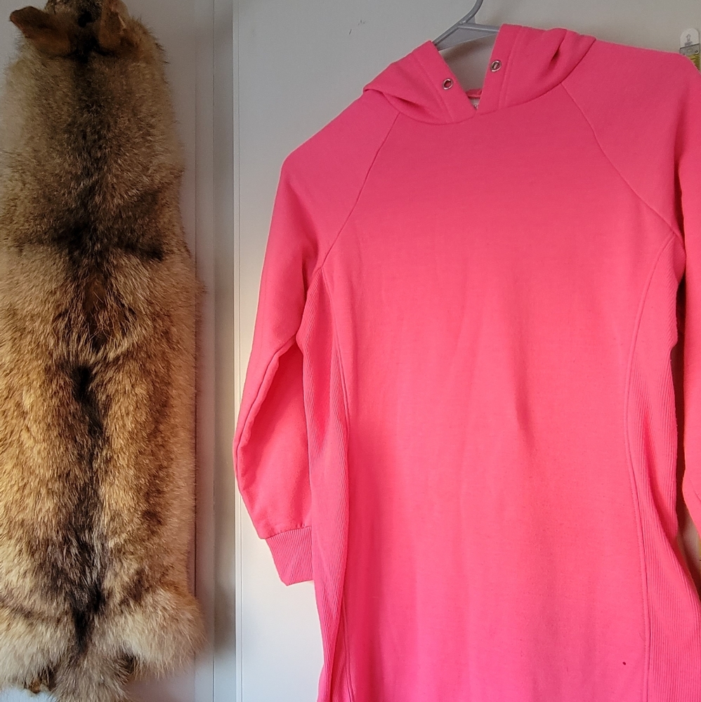 Hot Pink Hooded Sweatshirt Dress
